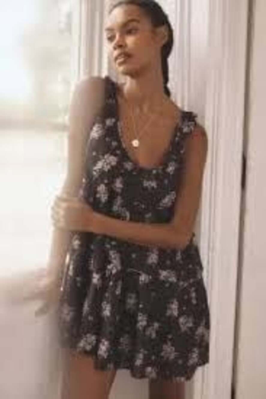 Anthropologie Flutter Floral Ruffle Tiered Romper- Dress Size S Boho Festival